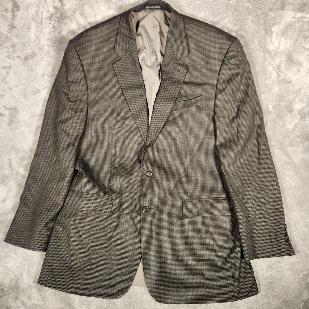 LRL Lauren Ralph Lauren Blazer Mens 44L Brown‎ Wool Houndstooth Sport Coat
